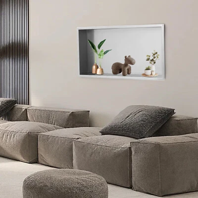 Estante de ducha de acero inoxidable para baño de nicho de ducha de 12"x24" gris plateado Foto 1 de 4