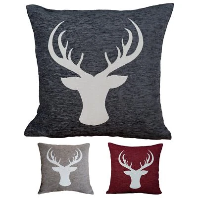 Kissenbezug 45 x 45  Hirsch Geweih Kopf Dekokissen Weihnachten Kissenhülle  - Bild 1 von 4