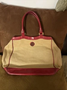 TORY BURCH Straw Leather Tote Shoulder Bag. Color Beige / Khaki - Picture 1 of 12