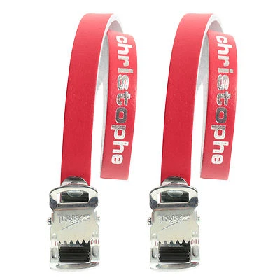 Red Leather Zefal Christophe 516 Leather Toe Clip Pedal Straps Retro - Image 1 of 2