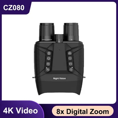 CZ080 600m 4K HD 8X Digital Zoom Night Vision Binoculars Video Recorder Hunting - Image 1 of 4