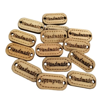  200 Pack Handmade Tag Label Wooden Buttons Wood Tags Button with 2 Holes for - Bild 1 von 4