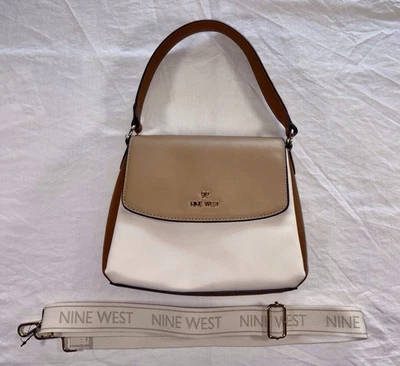 Nine West - Cream Tan Brown Colorblock Convertible Crossbody Purse Bag NWOT - Image 1 of 4