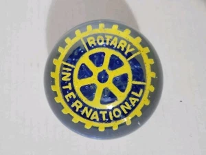Vintage John Gentile Handblown Paperweight Rotary International Blue & Gold - Picture 1 of 7