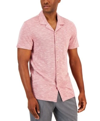 Camisa de campamento Alfani para hombre XL Slub Piqué manga corta cuello rojo Merlot nueva con etiquetas Foto 1 de 4