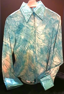 Camisa Western Vintage Debbie Kay Ropa Ecuestre Lentejuelas Azules Brillo L EE. UU. - Imagen 1 de 22