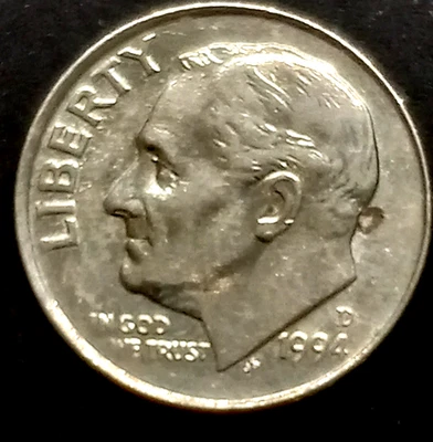 1994 D Roosevelt Dime Doubling on obverse /Reverse ,Off center strike - Image 1 of 4