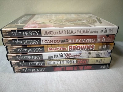 Lot x 6 Tyler Perry DVDs Browns Married Bad Myself Done Dark Madea Jail Diary - Image 1 of 4