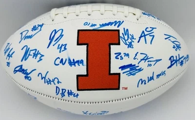 2025 SIGNED ILLINOIS ILLINI FOOTBALL LUKE ALTMYER HANK BEATTY GABE JACAS BAS K4 - Image 1 of 3