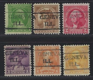 Precancels - IL - Geneva - Type 490 - 6 different Bicents - Bild 1 von 2
