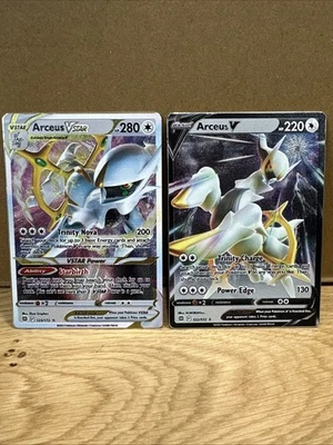 JCC Pokémon TARJETA METAL Arceus VSTAR 123/172 + ArceusV 122/172 Juego de dos cartas LP Foto 1 de 4