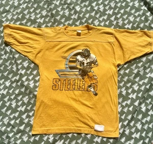 T-shirt calcio media vintage anni 70 NFL Pittsburgh Steelers Terry Bradshaw 12 - Foto 1 di 7