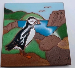 BESHEER Arte Azulejo Remache Frailecillo Sobre Rocas Junto al Mar 6" X 6" Océano Aves Marinas - Imagen 1 de 6