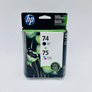 Paquete combinado de cartuchos de tinta tricolores HP 74 negros y HP 75 originales Exp. 2017 - Imagen 1 de 7