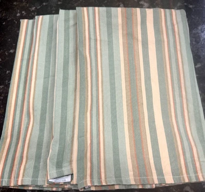 Set of 4 Park Designs Towels Green Beige Striped Kitchen Tea Towels 25x18 in. - Image 1 of 4