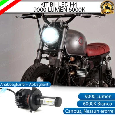 LAMPADA LED H4 6000K 9000 LUMEN CANBUS TRIUMPH SCRAMBLER MOTO NO AVARIA LUCI - Immagine 1 di 4