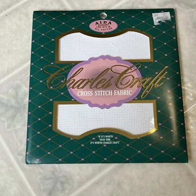 CHARLES CRAFT 14 count CROSS STITCH FABRIC AIDA 12x18 WHITE~~NIP - Image 1 of 4