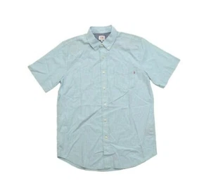 Obey LUKE WOVEN Blue White Mini Plaid Slim Fit Button Down S/S (D) Men's Shirt - Picture 1 of 7