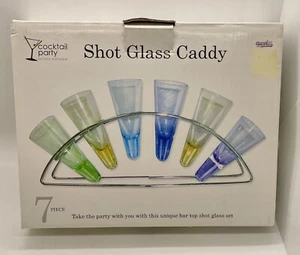 Shot Glass Holder Caddy Set 6 Glasses - Picture 1 of 4