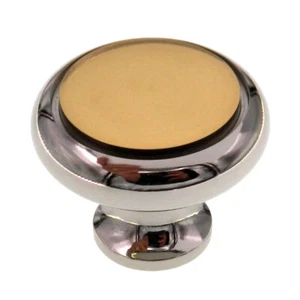 Amerock Advantage Solid Brass and Chrome 1 1/4" Round Cabinet Knob BP1956-BC - Picture 1 of 3