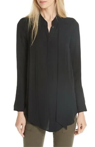 Joie Nadal Tie Neck Silk Black Sz X-small Blouse $278 New - Picture 1 of 5