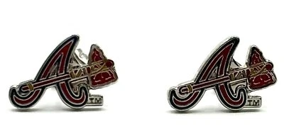 ATLANTA BRAVES STUDDED EARRINGS JEWELRY MLB BASEBALL SPORTS TEAM WOMEN'S NEW - Image 1 of 2