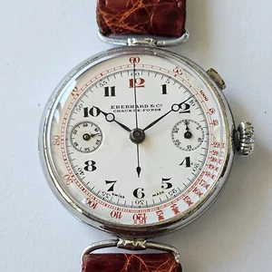 EBERHARD-CRONO-MONOPULSANTE-RUOTA A COLONNE-ANSE A MANIGLIA-OVERSIZE-39 MM-RARO - Picture 1 of 24