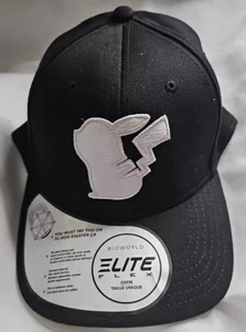 Cappello Pokemon Pikachu seduto sagoma bianco e nero snapback flessibile Bioworld nuovo con etichette - Foto 1 di 3