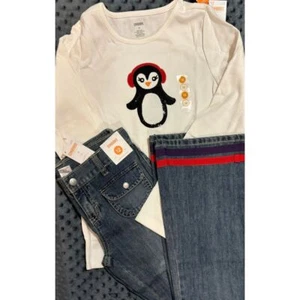 NWT Gymboree Winter Penguin Top & Jeans LOT 12 - Picture 1 of 19