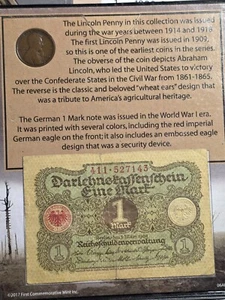 First Commemorative Mint 1920 German Mark and 1909 Lincoln Wheat Cent Coin WW I - Picture 1 of 5