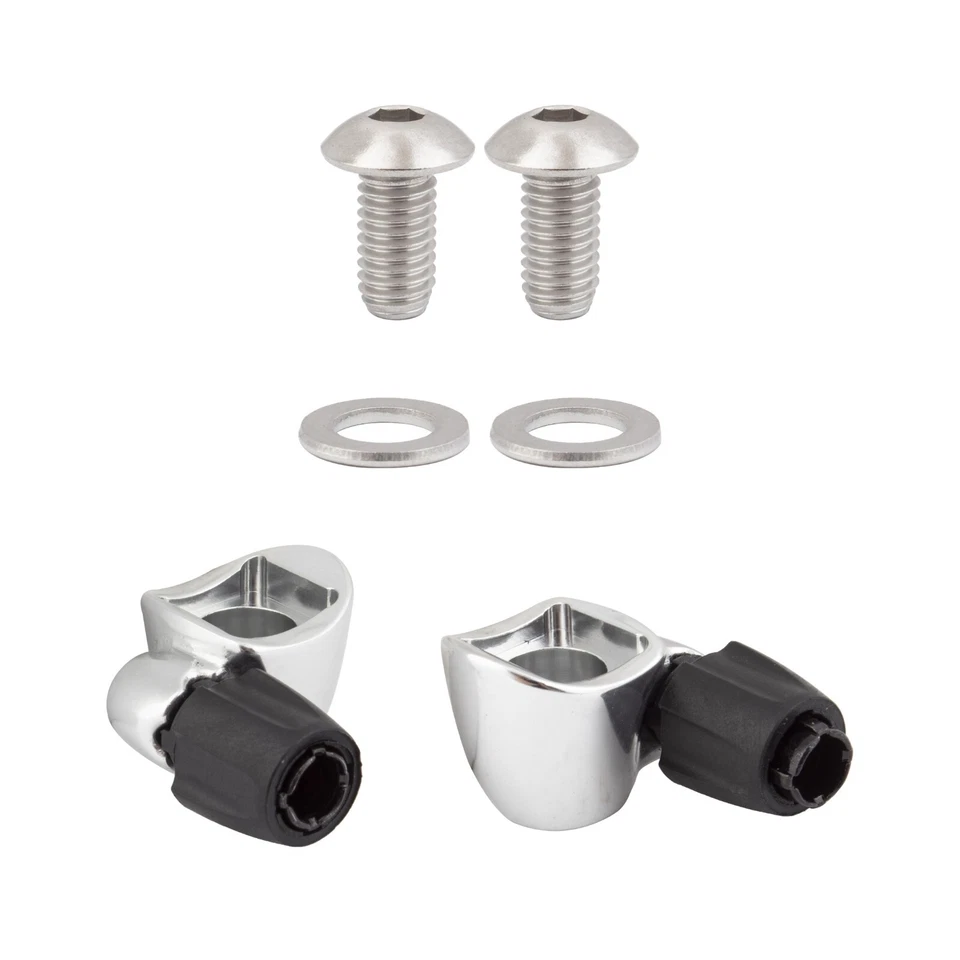 Bicycle Down Tube Road Cable Stops SUNRACE SP131 w/Adjusting Barrel PAIR Silver - Image 1 of 1