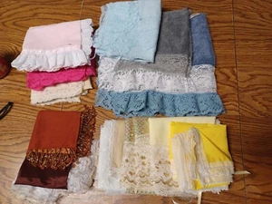 Lot of 12 Vintage Handmade Hankies Linens Needlework Doilies Table covers - Picture 1 of 17