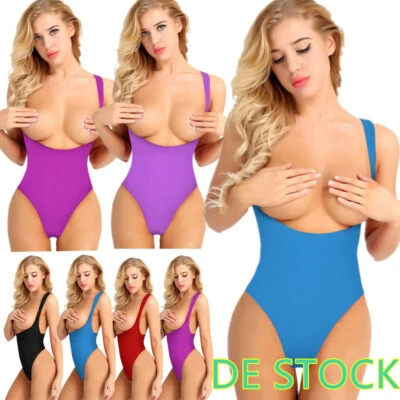 DE Damen Body Elastisches Unterhemd Stringbody Ärmellos Bodysuit Tops Clubwear - Bild 1 von 3