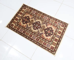 2 x 3 ft Small kazak beige Rug Afghan Hand Knotted Rug Bathroom Rug Doormat Rug - Picture 1 of 10