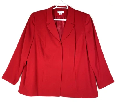 Worthington Blazer Womens Plus 24W Red 3/4 Sleeve Lined Career Wear Office Work - Image 1 of 4