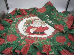 2 fundas de almohada de cama de Navidad vintage con volantes + ventana valencia acebo flor de pascua - Imagen 1 de 7