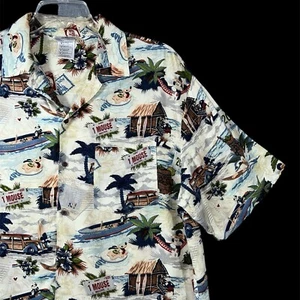 Disney Parks Men’s Tropical Camp Hawaiian Shirt Size M Mickey Aloha Floral Rare - Picture 1 of 8