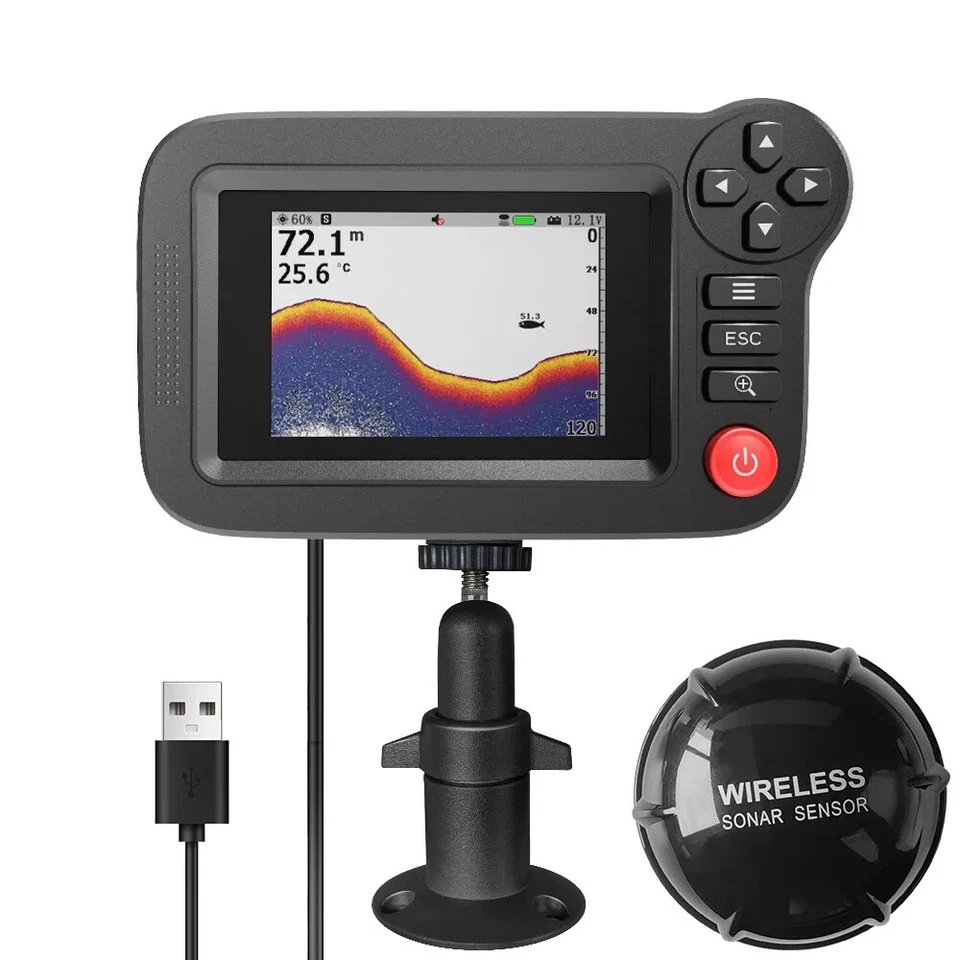 3.5in Wireless Sonar Fish Finder Underwater Depth Sounder With Fishing Detector - Image 1 of 4