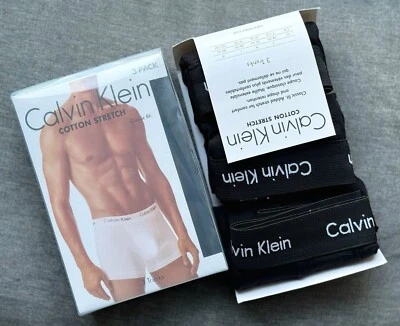 CALVIN KLEIN New Men's CK-trunks underwear 3 pack Cotton Stretch Boxer Shorts Black On Sale!!