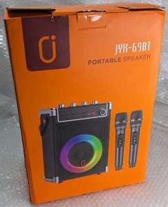 JYX-69BT Portable B-Tooth Karaoke Machine &Speaker -2x Wireless Mics &LED Lights - Picture 1 of 14