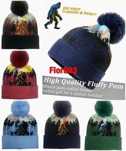 Sasquatch Big Foot Print Strick Bommel Beanie - Bild 1 von 22