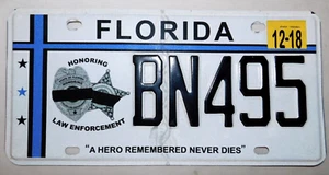 2018 Florida License Plate Honoring Law Enforcement "A Hero to be Remembered" - Picture 1 of 4