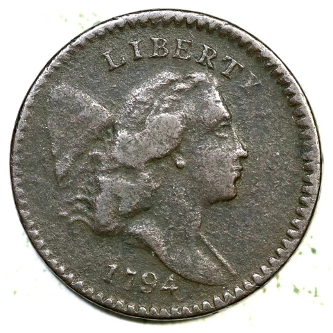 1794 C-9 R-2 High Relief Head Liberty Cap Half Cent Coin 1/2c Cover