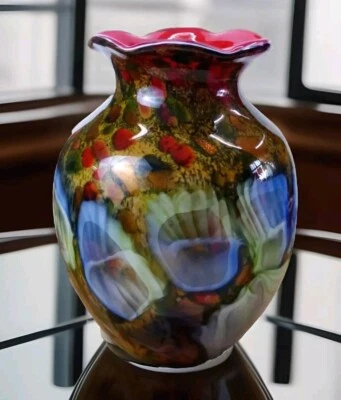 Glasvase Vase Blumenvase Tischvase Glaskunst Murano Stil Deko Blumen Kunstvase - Bild 1 von 4