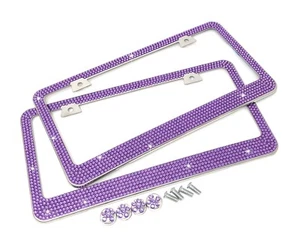 2 PIEZAS Marco de Placa de Matrícula de Metal Cristal Cromo Color PÚRPURA + TAPA + TORNILLO - Imagen 1 de 1