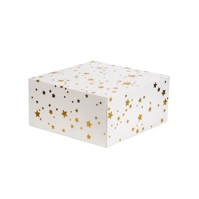 ANNIVERSARY HOUSE 10-Inch Christmas Cake Boxes with Gold Star Foil Print - Recyclable Gift Boxe...