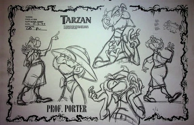 Walt Disney's Tarzán 1999 Estudio de Producción Copia Modelo PROF PORTER Cel Page #GB Foto 1 de 2