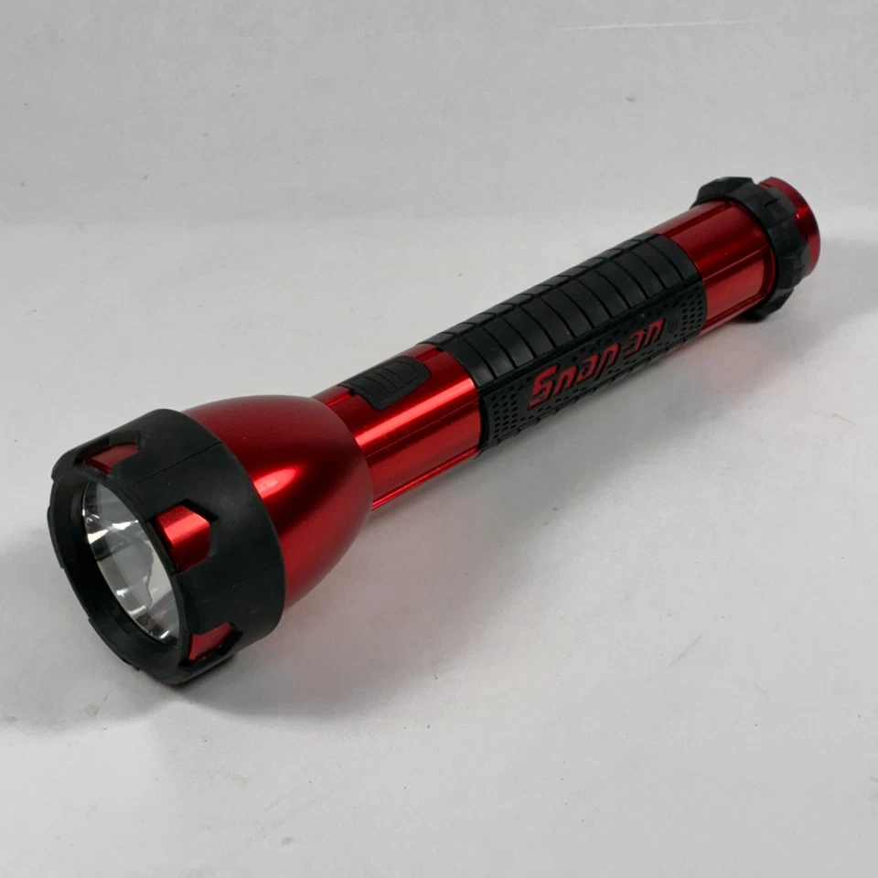 Snap-On Tools 9.5 Inch Red Billet Aluminum Anodized Flashlight 2 'C' Batteries - Image 1 of 4