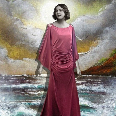 Plum Purple Backless Red Carpet Gown with Train Rhinestone Trim 1990's Jovani - image 1 of 4