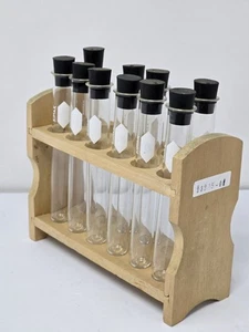 KIMAX Glass Test Tube Set of 10 with Rubber Stoppers and Wood Rack - Picture 1 of 6